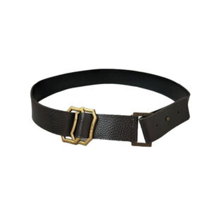 BLACK Pebble Faux Leather adjustable belt Broze buckle detail